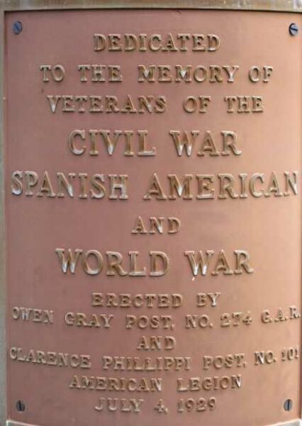 LA RUE WAR VETERANS MEMORIAL COLUMN PLAQUE