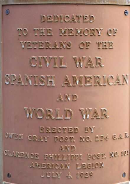 LA RUE WAR VETERANS MEMORIAL COLUMN PLAQUE