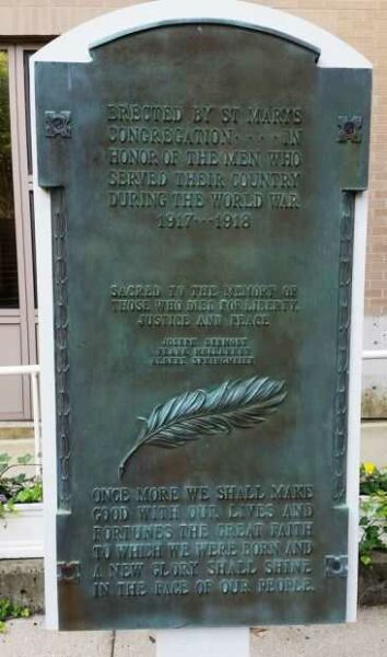 ST. MARYS WORLD WAR MEMORIAL PLAQUE