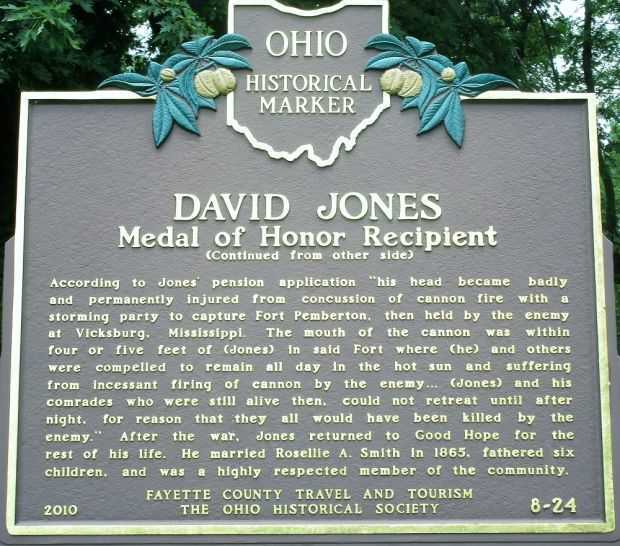 DAVID JONES MEDAL OF HONOR RECIPIENT MEMORIAL MARKER BACK