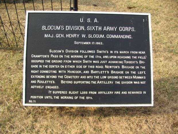 SLOCUM’S DIVISION, SIXTH ARMY CORPS WAR MEMORIAL PLAQUE