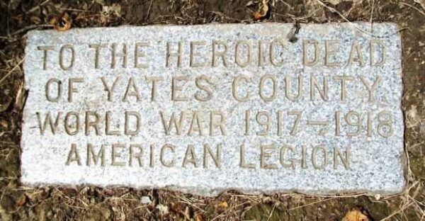 YATES COUNTY WORLD WAR HEROIC DEAD MEMORIAL DEDICATION STONE