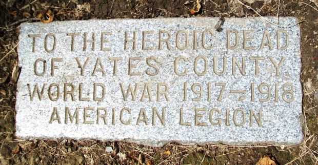 YATES COUNTY WORLD WAR HEROIC DEAD MEMORIAL DEDICATION STONE
