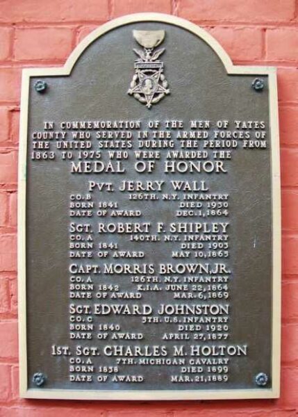 YATES COUNTY MEDAL OF HONOR RECIPIENTS MEMORIAL PLAQUE