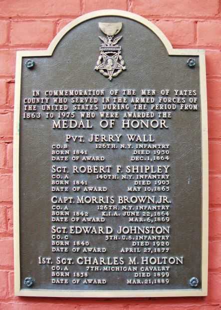 YATES COUNTY MEDAL OF HONOR RECIPIENTS MEMORIAL PLAQUE