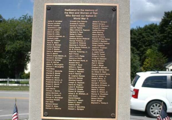 RYE NH WAR VETERANS MEMORIAL PLAQUE D