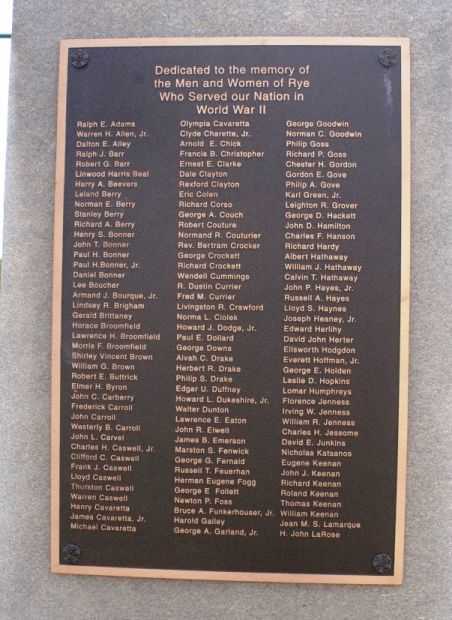 RYE NH WAR VETERANS MEMORIAL PLAQUE C
