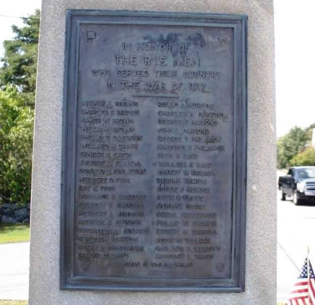 RYE NH WAR VETERANS MEMORIAL PLAQUE B