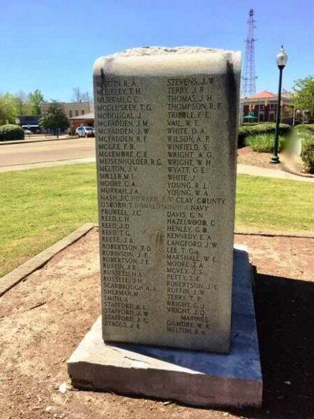 CLAY COUNTY WORLD WAR VETERANS MEMORIAL RIGHT SIDE