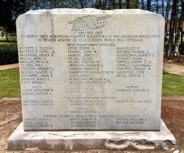 CLAY COUNTY WORLD WAR VETERANS MEMORIAL FRONT