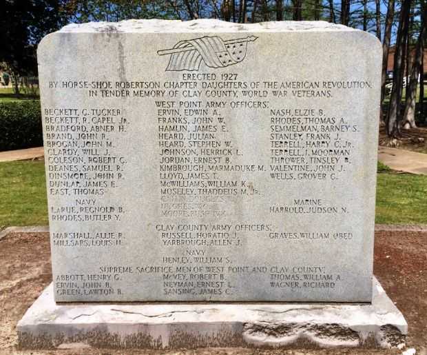 CLAY COUNTY WORLD WAR VETERANS MEMORIAL FRONT