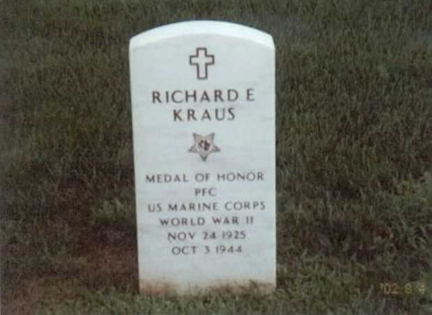 RICHARD E KRAUS MEDAL OF HONOR MEMORIAL GRAVE STONE