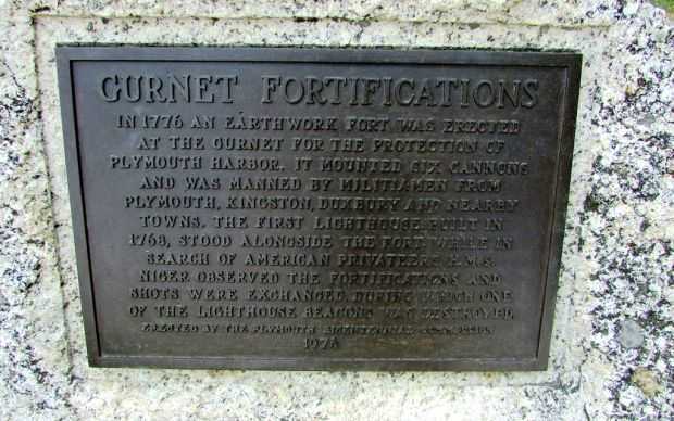 GURNET FORTIFICATIONS REVOLUTIONARY WAR MEMORIAL PLAQUE
