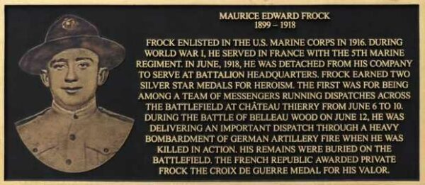 MAURICE EDWARD FROCK WAR MEMORIAL PLAQUE