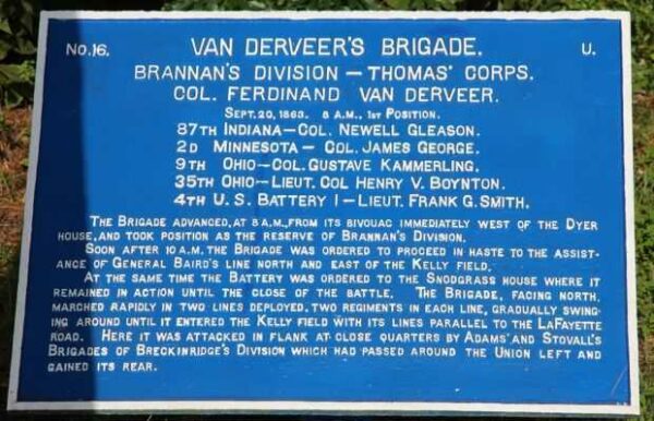 VAN DERVEER’S BRIGADE WAR MEMORIAL PLAQUE III