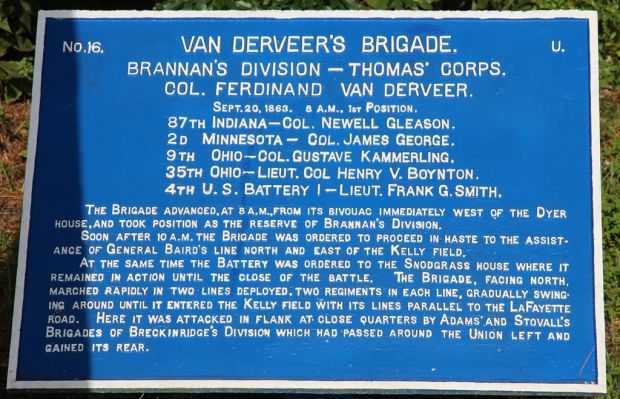 VAN DERVEER’S BRIGADE WAR MEMORIAL PLAQUE III