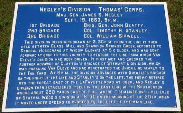 NEGLEY’S DIVISION THOMA’S CORPS WAR MEMORIAL PLAQUE