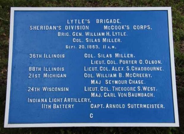 LYTLE’S BRIGADE SHERIDAN’S DIVISION WAR MEMORIAL PLAQUE A