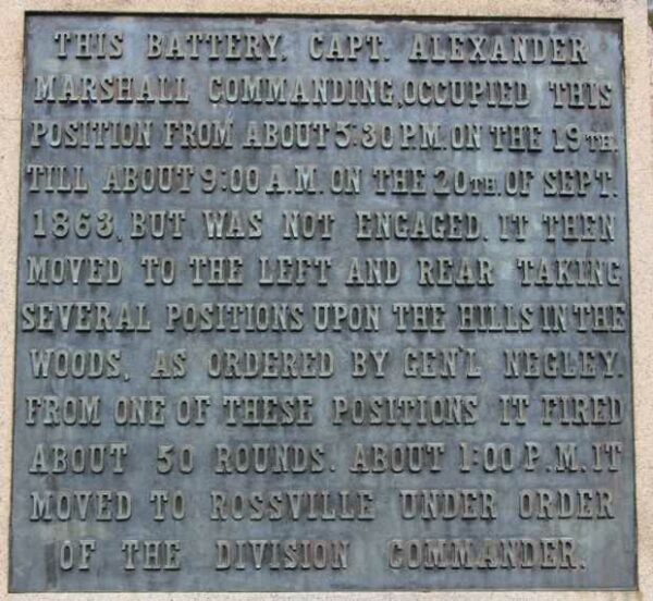 BATTERY G. 1ST. OHIO L.A. WAR MEMORIAL PLAQUE