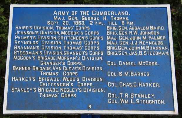 ARMY OF THE CUMBERLAND WAR MEMORIAL PLAQUE A