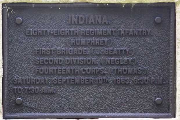 INDIANA EIGHTY-EIGHT REGIMENT INFANTRY WAR MEMORIAL PLAQUE
