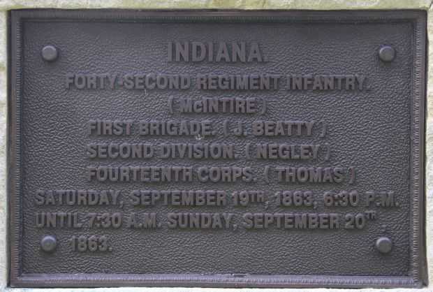 INDIANA FORTY-SECOND REGIMENT INFANTRY WAR MEMORIAL PLAQUE