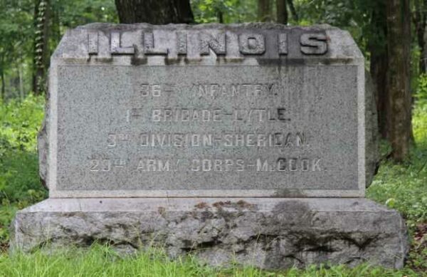 36TH ILLINOIS INFANTRY 20TH ARMY CORPS WAR MEMORIAL FRONT