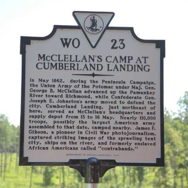 MCCELLAN’S CAMP AT CUMBERLAND LANDING MEMORIAL MARKER
