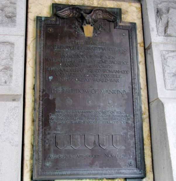 THE GREAT WORLD WAR MEMORIAL PLAQUE