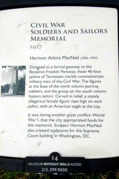PHILADELPHIA CIVIL WAR SOLDIERS AND SAILORS MEMORIAL PLAQUE