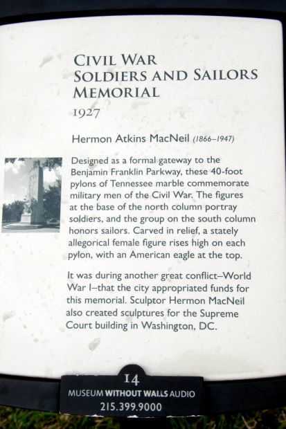 PHILADELPHIA CIVIL WAR SOLDIERS AND SAILORS MEMORIAL PLAQUE