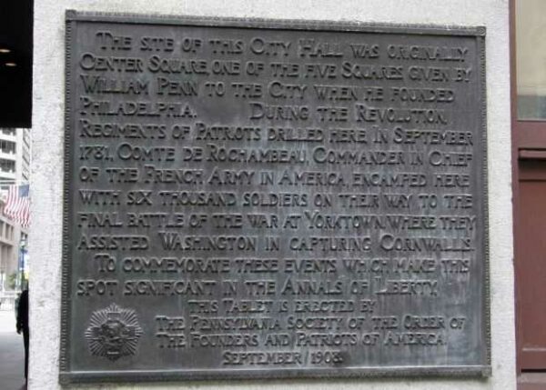 CENTER SQUARE REVOLUTIONARY WAR MEMORIAL PLAQUE