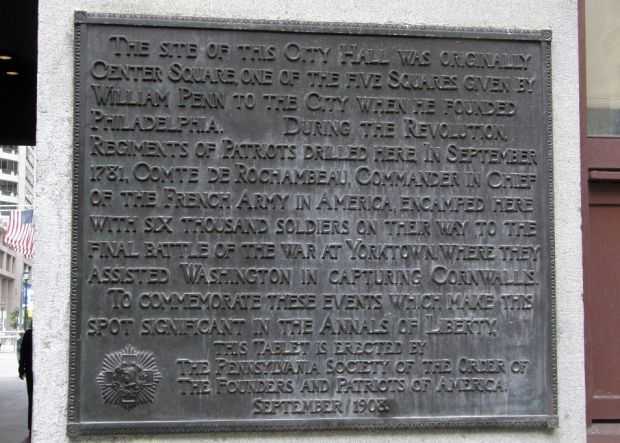 CENTER SQUARE REVOLUTIONARY WAR MEMORIAL PLAQUE
