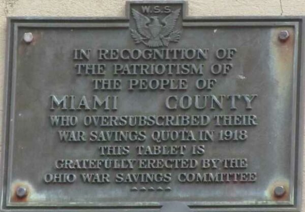 MIAMI COUNTY WAR QUOTA MEMORIAL PLAQUE