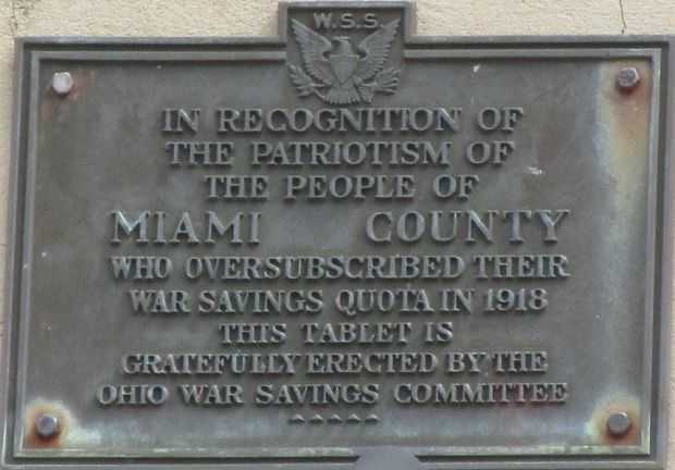 MIAMI COUNTY WAR QUOTA MEMORIAL PLAQUE