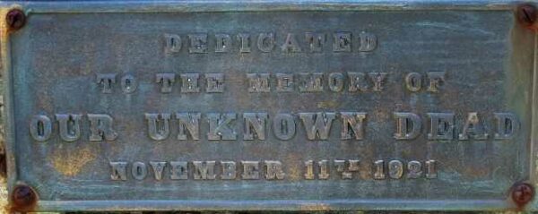 OUR UNKNOWN DEAD WAR MEMORIAL PLAQUE