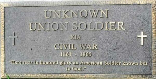 NEW BURLINGTON CEMETERY UNKNOWN UNION SOLDIER MEMORIAL PLAQUE
