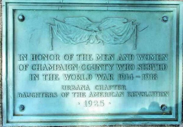 CHAMPAIGN COUNTY WORLD WAR MEMORIAL PLAQUE