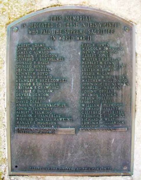 PORT JERVIS WORLD WAR II MEMORIAL PLAQUE A