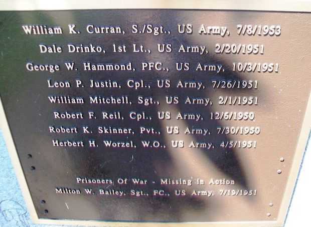 TRI-STATE AREA KOREAN WAR MEMORIAL PLAQUE