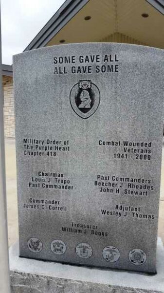 BRIDGEPORT COMBAT WOUNDED MEMORIAL BACK