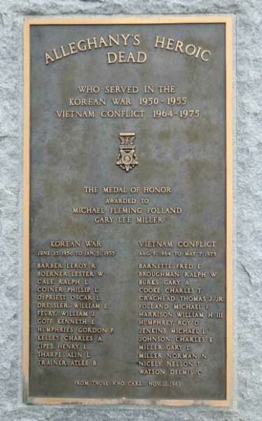 ALLEGHANY’S HEROIC DEAD KOREAN WAR AND VIETNAM CONFLICT MEMORIAL PLAQUE