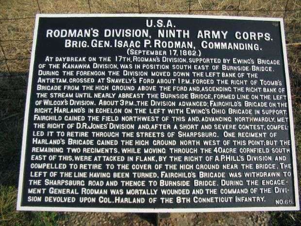 RODMAN’S DIVISION, NINTH ARMY CORPS WAR MEMORIAL PLAQUE