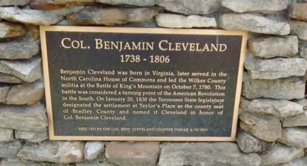 COL. BENJAMIN CLEVELAND REVOLUTIONARY WAR MEMORIAL PLAQUE