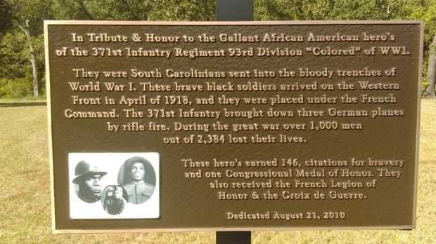 AFRICAN-AMERICAN HEROES OF THE 371ST REGIMENT MEMORIAL PLAQUE