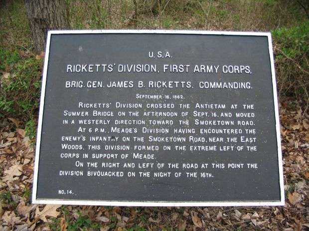 RICKETTS’ DIVISION, FIRST ARMY CORPS WAR MEMORIAL PLAQUE II