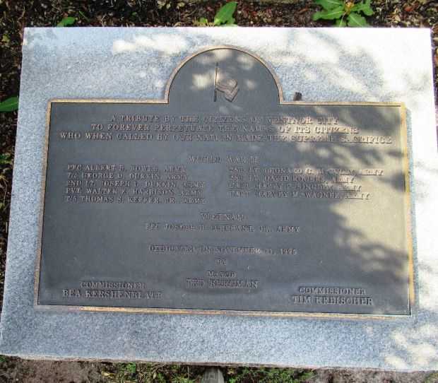 VENTNOR CITY WAR VETERANS MEMORIAL PLAQUE