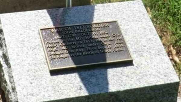 WAR OF 1812 SOLDIER JOHN BALDERSON MEMORIAL PLAQUE