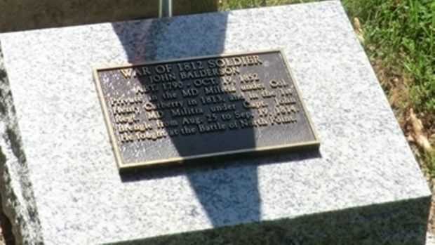 WAR OF 1812 SOLDIER JOHN BALDERSON MEMORIAL PLAQUE