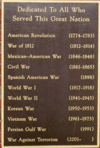 WEST COLLEGE CORNER VETERANS MEMORIAL PLAQUE B